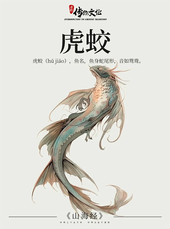 《山海经》中国神话传说上古神兽之虎蛟 - 小红书-花瓣网