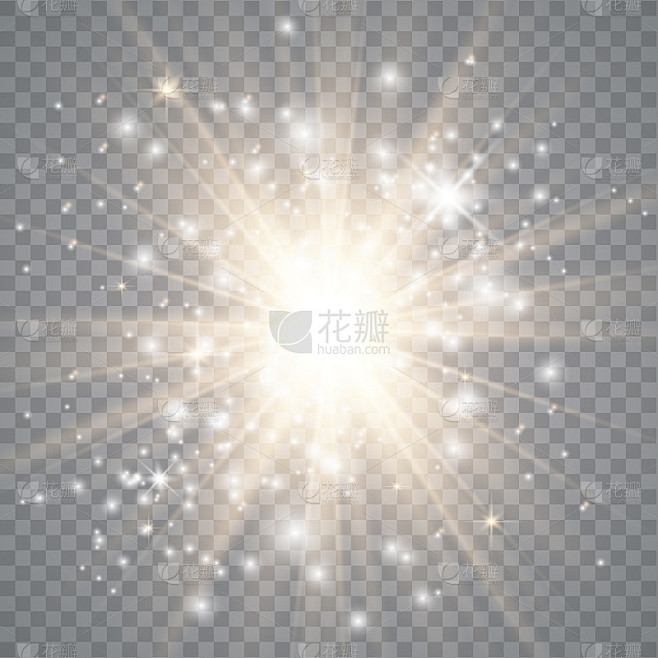 发光的恒星爆炸。闪闪发光。矢量图