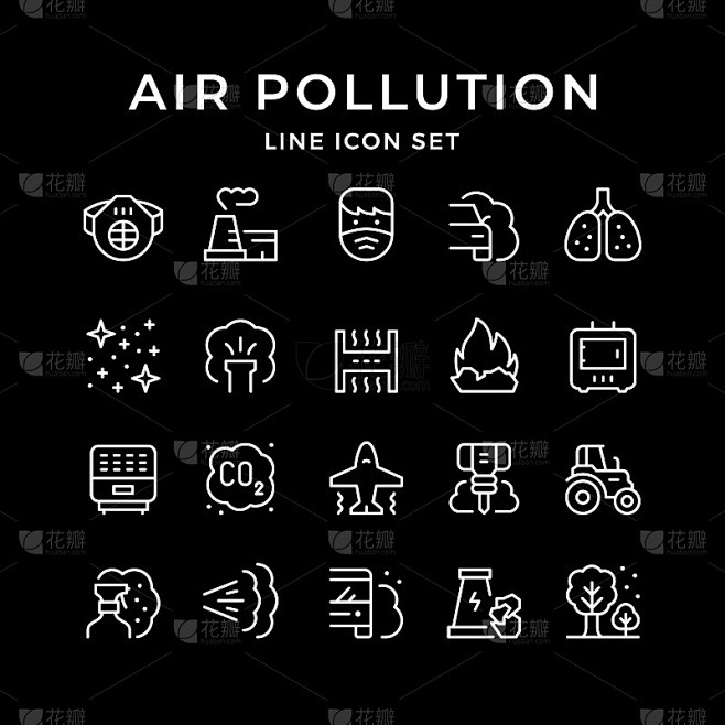 设置空气污染的线条图标
