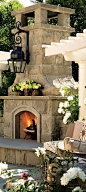 Gorgeous Outdoor Fireplace:  #色彩#