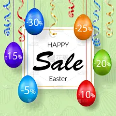 easter sale banner hanging 3d easter eggs
