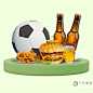 世界杯足球营销3D建模C4D炸鸡汉堡啤酒 关注可商用 私免费下