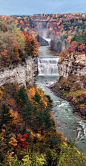 Middle Falls on the Genesee River in Letchworth State Park ~ Castile, New York.