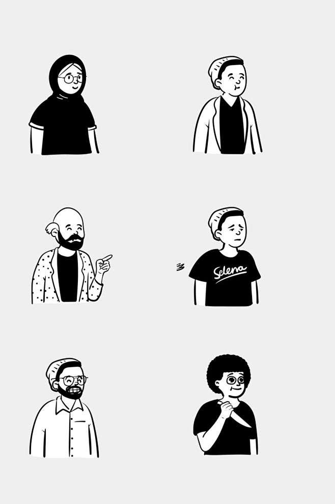 个性简笔画人物免抠素材-众图网