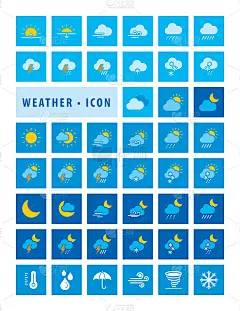 现代天气预报图标和符号符号