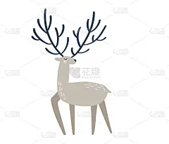 矢量插图手绘涂鸦鹿。线性简约的圣诞动物在斯堪的纳维亚风格。婴儿t恤，童装，请帖。简单的儿童设计