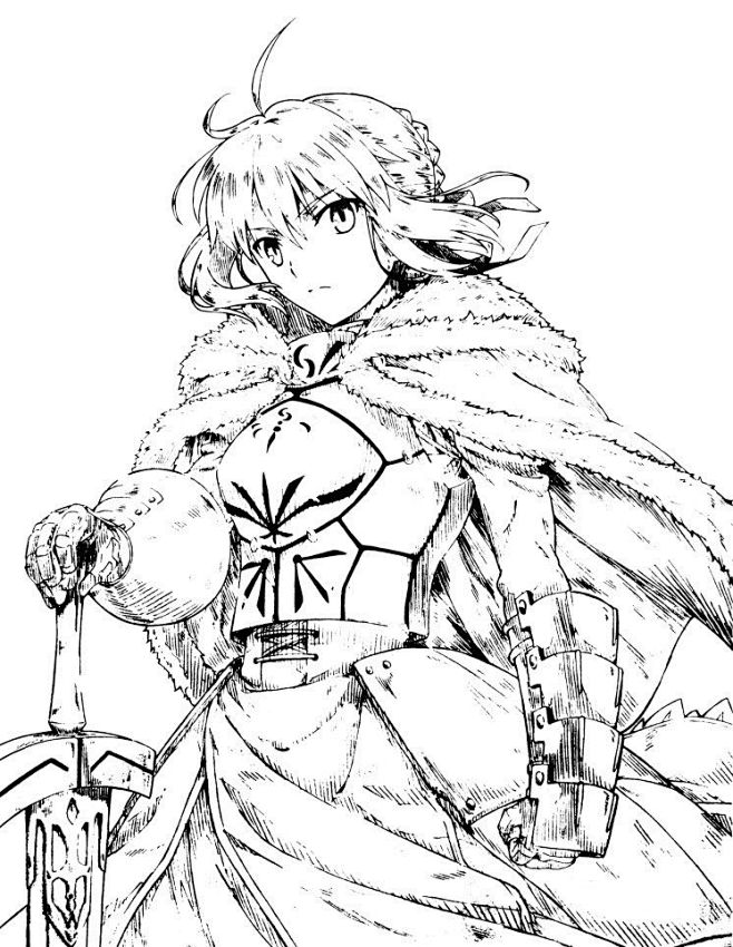 fate骑士王saber动作线稿素材资源图集日韩画风微元素element3ds