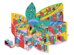 无为_design采集到扁平-块状 扁平 墙绘  卡通 插画