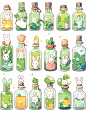 No.38-9 兔兔瓶子|手帐胶带|手帐贴纸