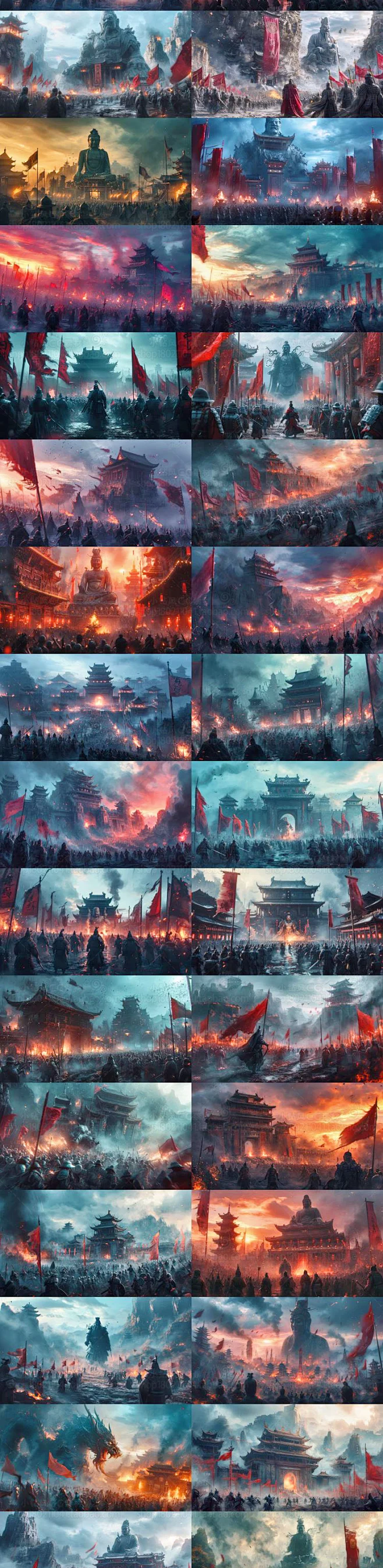 AI战争场景设定图 影视游戏战斗场景概念设计 背景插画临摹素材-花瓣网