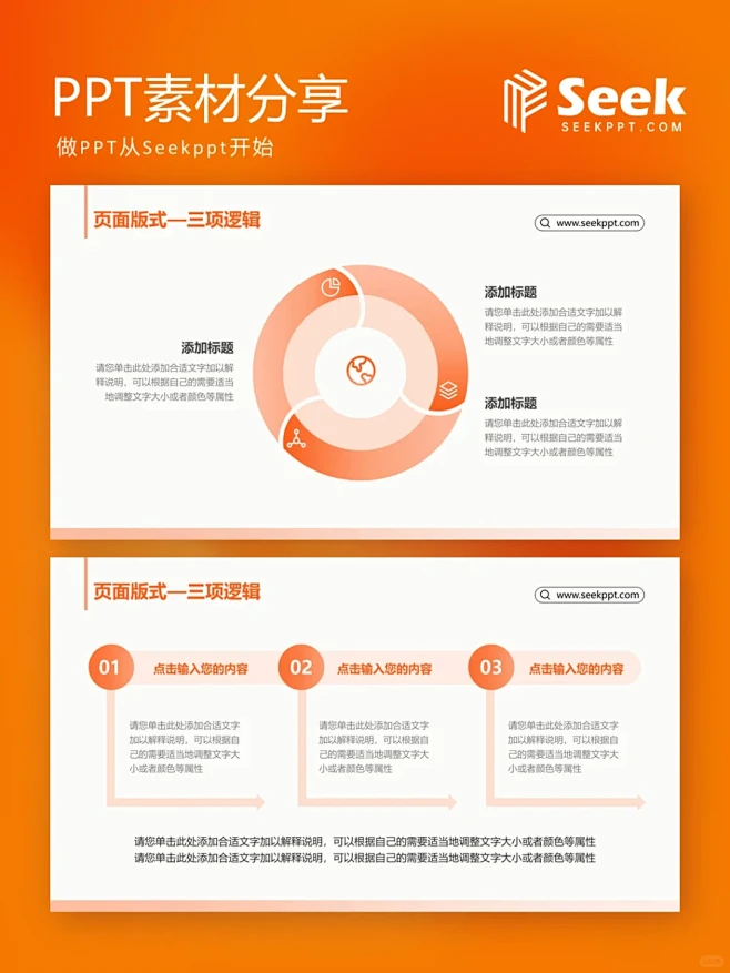 seekppt‖这里有超多PPT三项逻辑页排版㈤