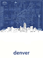 Denver Digital Art - Denver Skyline Map Blue by Bekim M