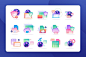 金融多彩创意图标设计Cloud Data Icon Illustration插图(1)