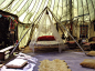 Dream Swings / Floating Round Hanging Bed in Parachute Tent for Outdoor Living space.