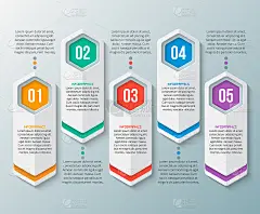 摘要三维纸张信息图。业务模板。矢量图