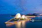 珠海大剧院夜景航拍图图片素材