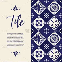 Mexican Talavera Tile Composition - Copy Space