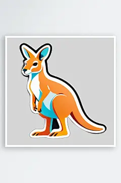 惊喜袋鼠卡通图案插画-众图网