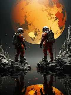 两个宇航员海报