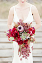 Red bridal bouquet | Adonye JaJa Photography | see more on: http://burnettsboards.com/2014/06/industrial-glam-wedding-inspiration/ #red #bouquet