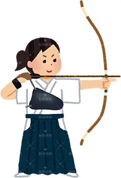 女子练习射箭素材2手绘png儿童插画免扣素材