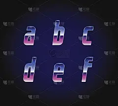 80年代复古未来主义科幻字体字母向量