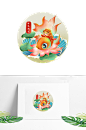 牛年中国风年年有余元素