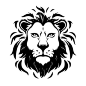 黑白狮子徽章插画矢量图素材