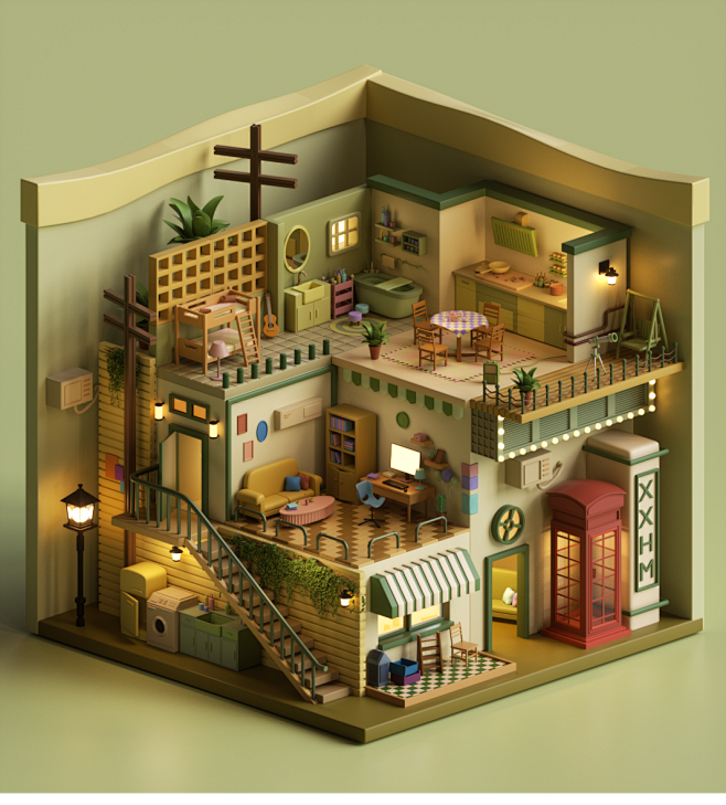 近期C4D零基础课程小房间案例优秀作业-C4D蜂巢计划 (64)
