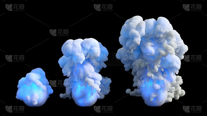 美丽的爆炸伴随着烟雾和火焰。3d渲染，3...