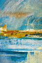 抽象油画。油画在调色板上作画。彩色的背景。