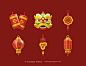 中国春节新年节日庆典装饰元素3D图标icon设计素材模板