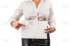 空的,拿着,办公室,女性,留白,白皮书,白衬衫,黑裙子,高雅,商务