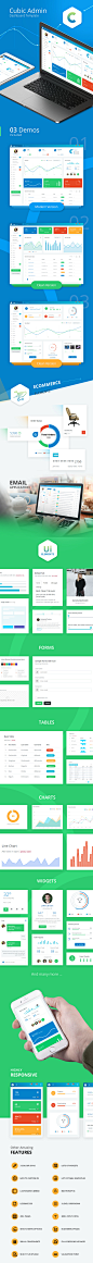 Cubic Admin - Dashboard + UI Kit Framework with Frontend Templates : 


 Cubic Admin is powerful admin dashboard template. It is a responsive HTML template, based on the CSS framework Bootstrap. It utilizes all of the Bootstrap components in its design an