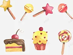手绘水彩甜品 页面网页 平面电商 创意素材