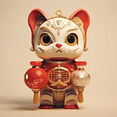 3d可爱喜庆招财猫素材图片