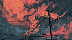 General 3840x2160 artwork digital art clouds sky lamp post