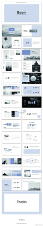【玩色】蓝灰色极简杂志风PPT模板，极简，优雅。作品链接：O网页链接 ​​​​