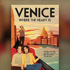 威尼斯-插图旅行传单和海报
