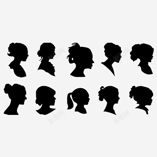10种女生侧脸图标 创意素材