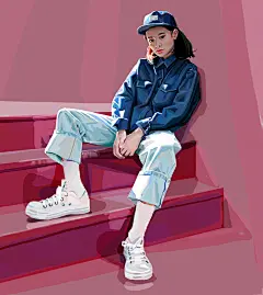 时尚街头风！14款人物插画