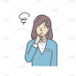 向量插图的年轻女商人在麻烦或困惑。