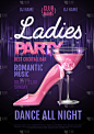 Disco ball background. Disco ladies party poster w
