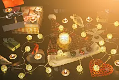 礼物,圣诞小彩灯,自然美,新年,蜡烛,明信片,花环,庆祝,问候