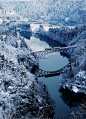 只见线 - 只见河在冬季，日本福岛
