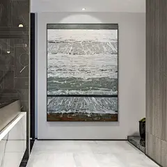 YZ.ART原创纯手绘油画客厅背景墙高端装饰画别墅玄关抽象肌理挂画-tmall.com天猫