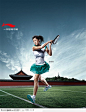 李宁人女人美女运动员网球时尚城墙体育品牌设计海报品牌广告