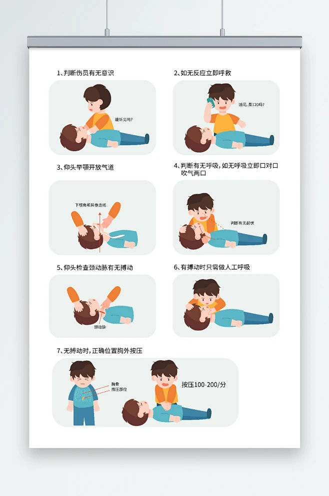 心脏心肺复苏步骤图急救医疗插画-众图网-花瓣网