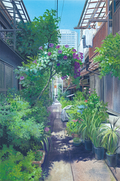 馒小希采集到场景阁---插画、场景、手绘、建筑的小希阁楼