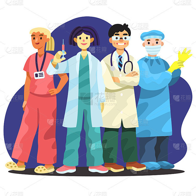 卡通医疗保健专业矢量插图